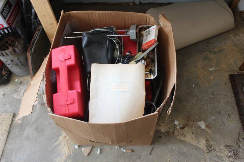 lot 101 image: Box Lot of Medical Tools Including Miller Electro-Scalpel HemoCue Glucose Monitor And More