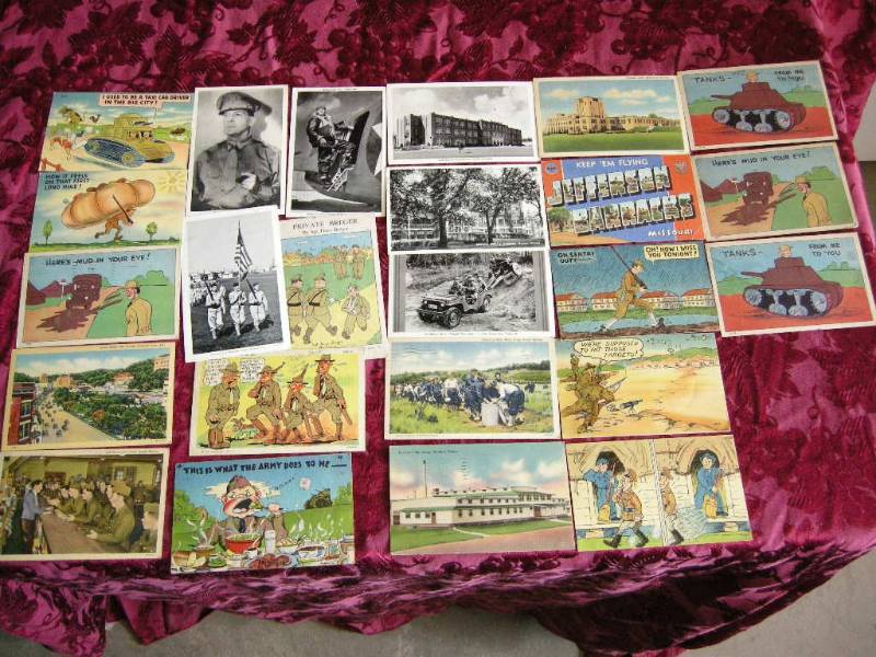 lot 13 image: WWII 1940s GI Post Cards