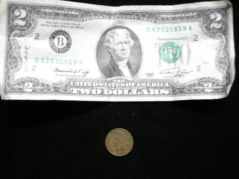 lot 54 image: 1900 Indian Head and $2 bill