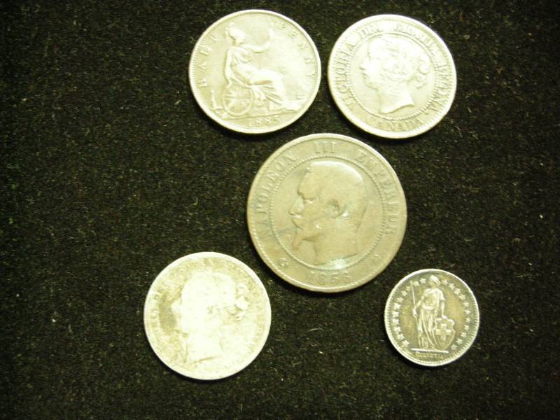 lot 55 image: 1800s Foreign Coins - Some Silver