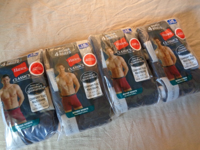 lot 44 image: 4 New Packages of Hanes Mens Large Boxer Briefs