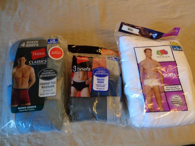 lot 62 image: 3 New Packages of Mens Large Briefs and Boxer Briefs