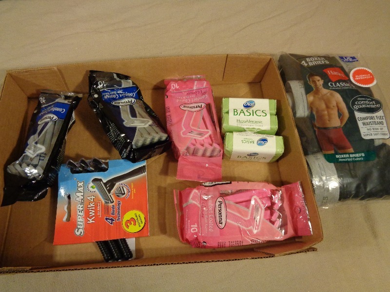lot 97 image: New Razors, Soap, and Mens Boxer Briefs