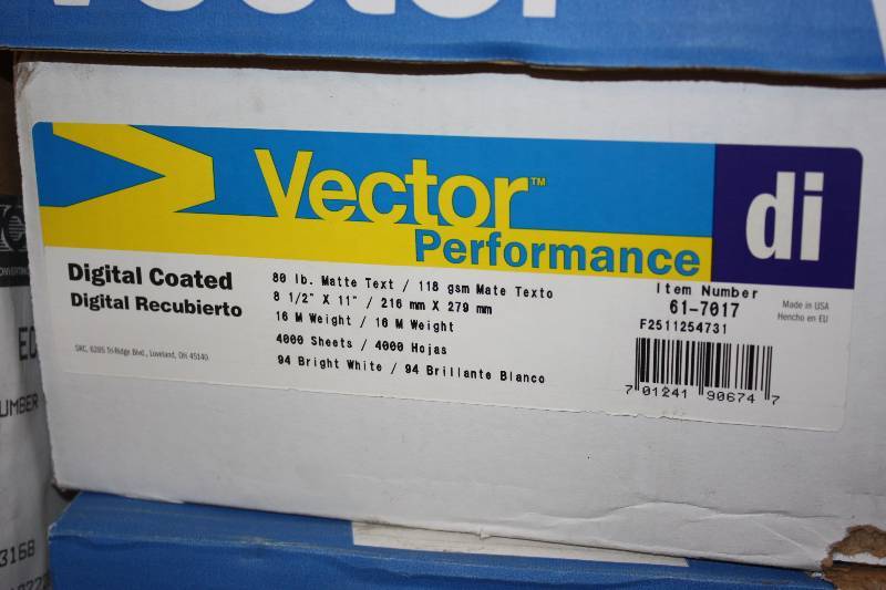 18m Vector  8-12 x 11 80# and 100# Text and Cover Papers  (36 ream packs)