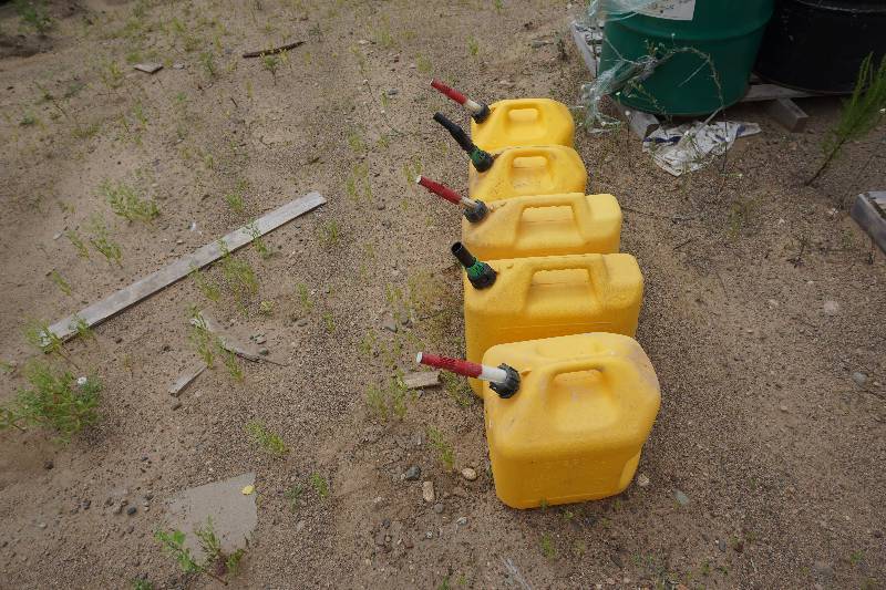lot 135 image: Lot of 5 Yellow Diesel Plastic Fuel Cans