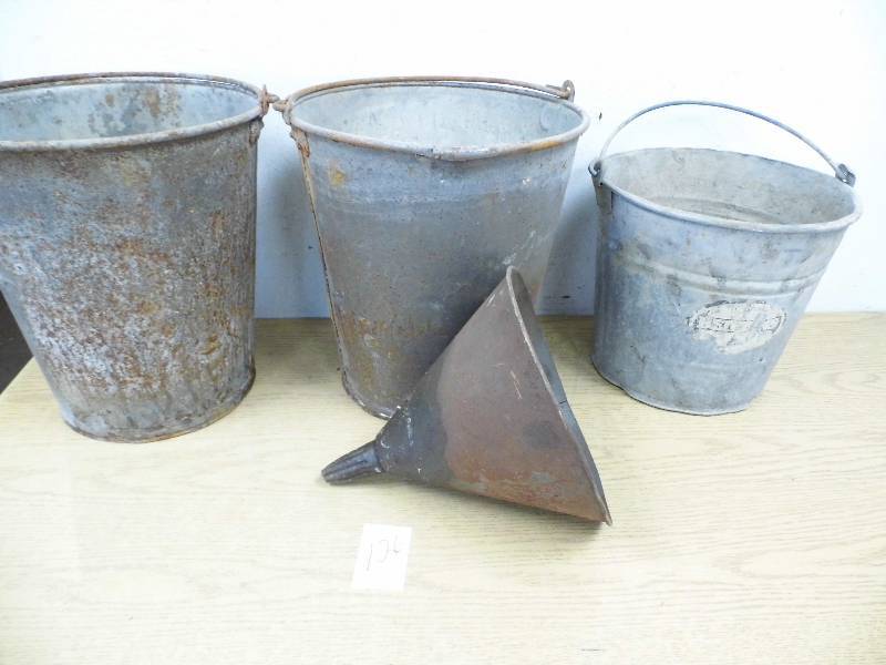 Metal Buckets & Funnel