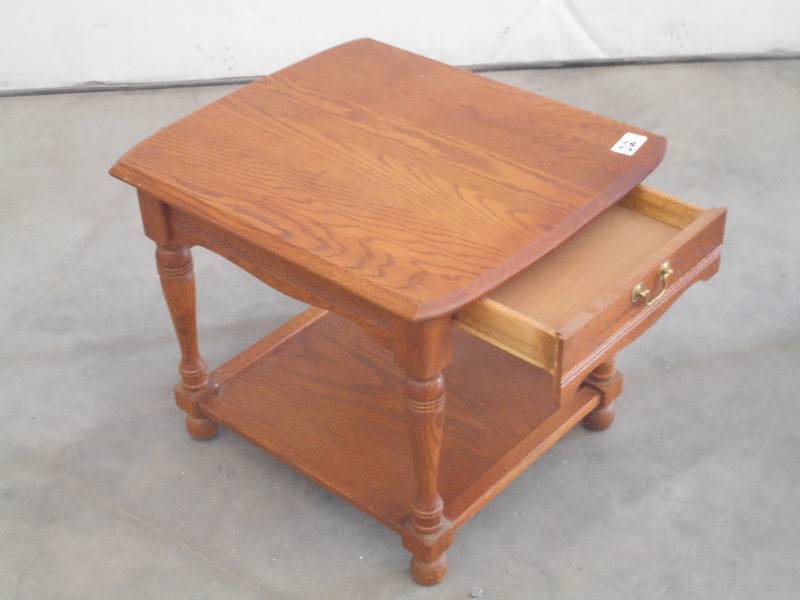 lot 32 image: Nice Wood Table With Drawer ...