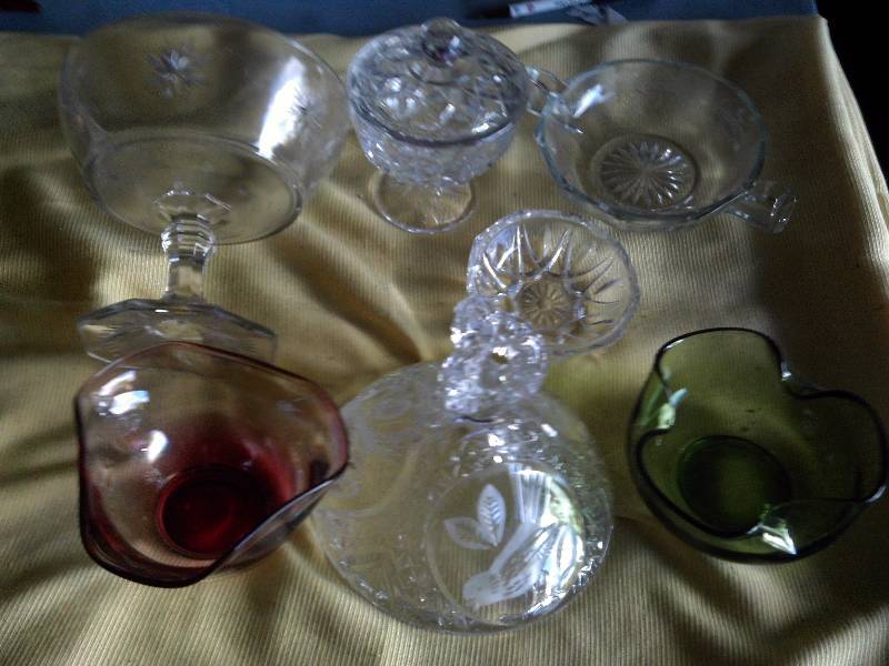 colored and clear glasswear