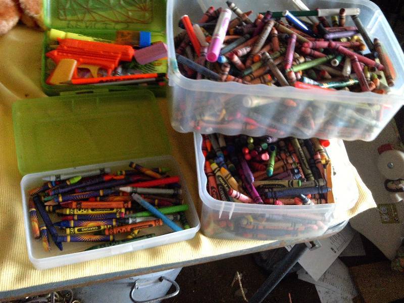 box of art supplies