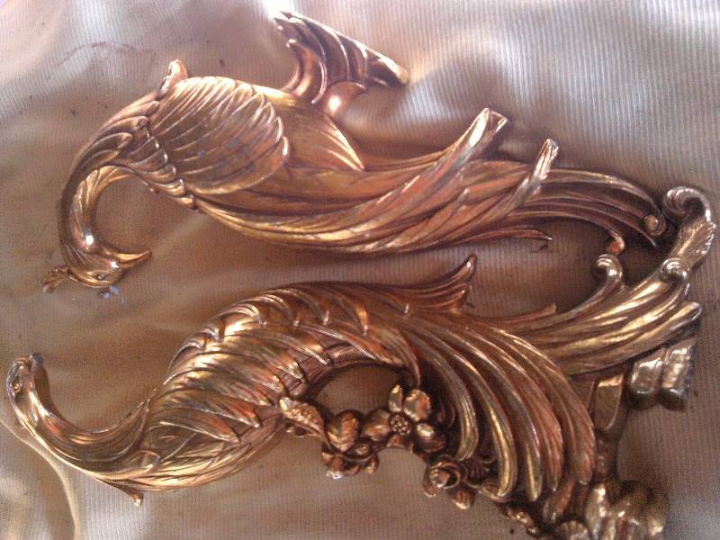 2 vintage peacock figurenes