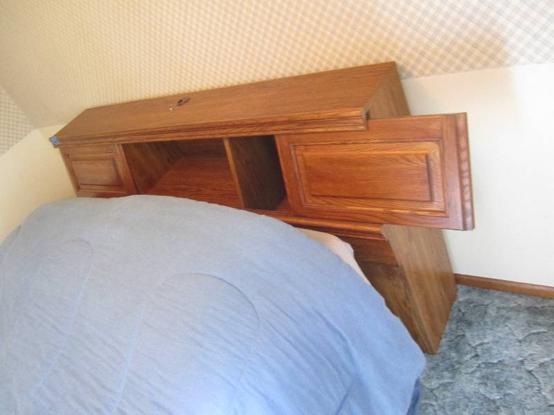 lot 1 image: Full size bed with wood headboard, ...