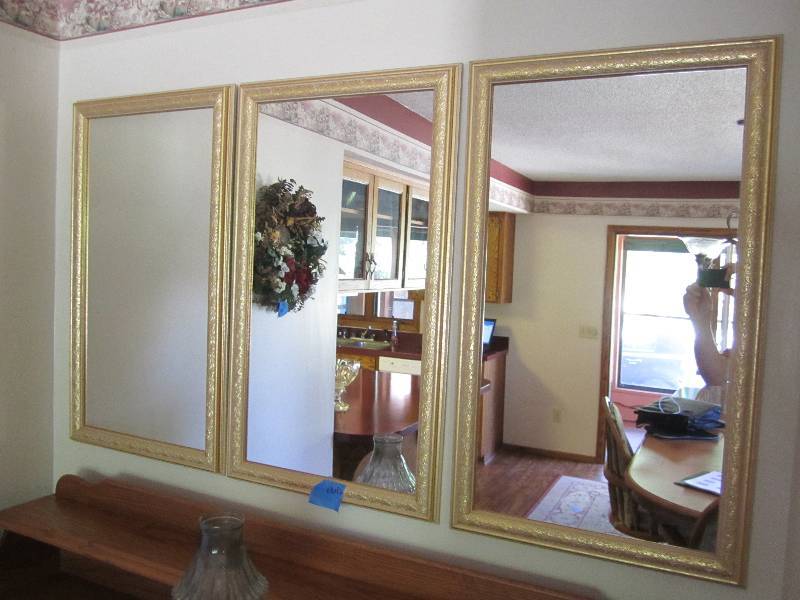 lot 8 image: 3 framed mirrors, 18 x 32 each...