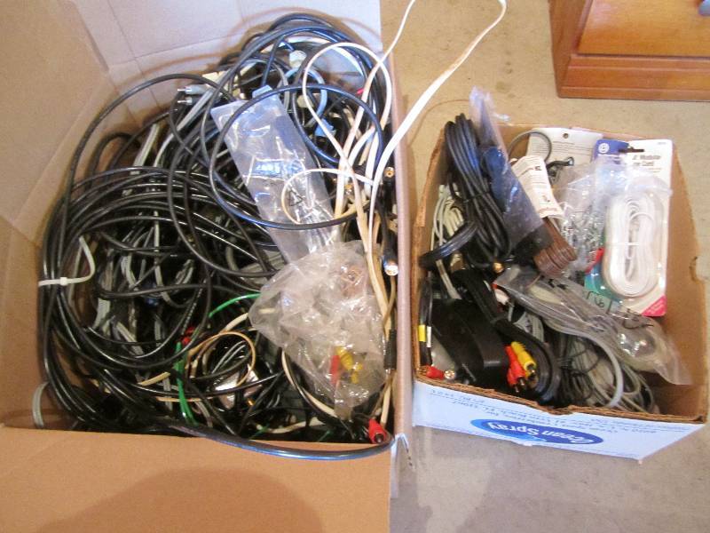lot 47 image: 2 boxes of cords and cables...