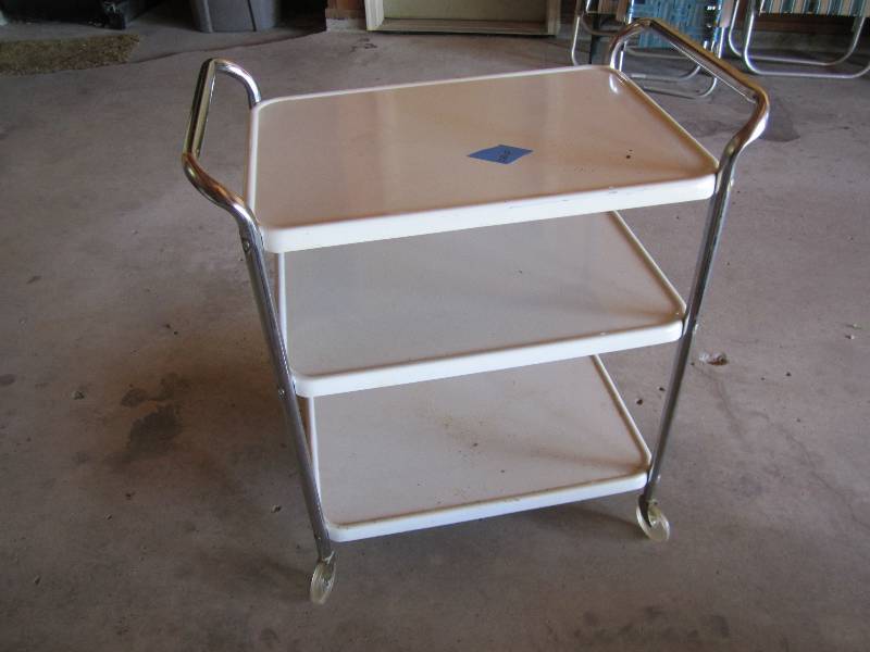 lot 125 image: Vintage metal rolling cart...