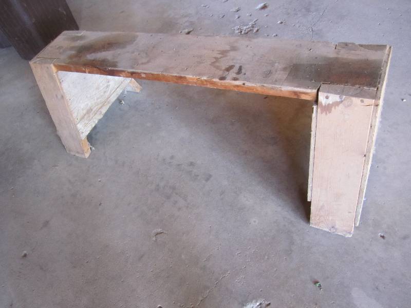 lot 127 image: Wood work bench 53 long 18 tall...