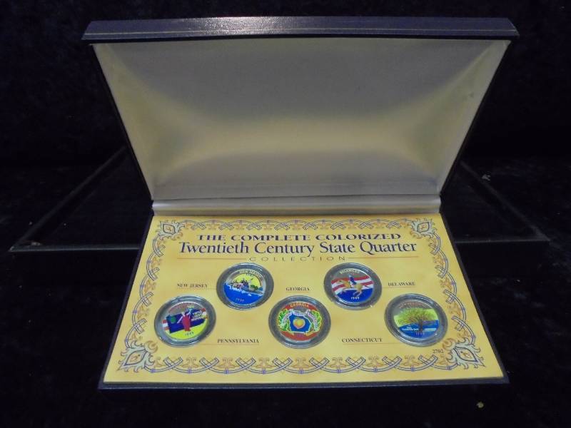 Colorized 20th Century State Quarter Collection in Display