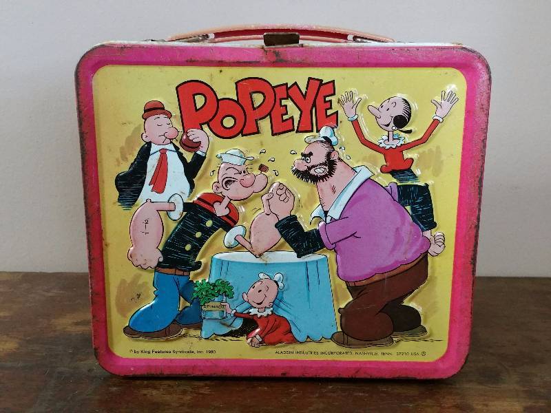 lot 49 image: 1980 Aladdin Popeye Metal Lunchbox