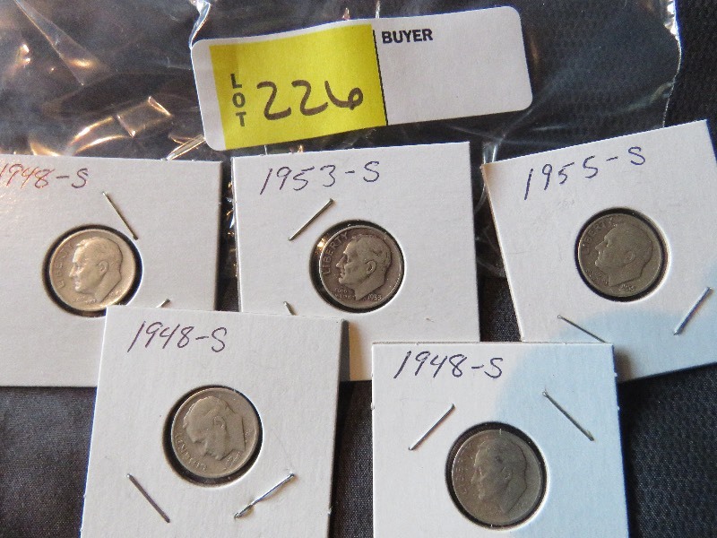 Lot of (5) Dimes