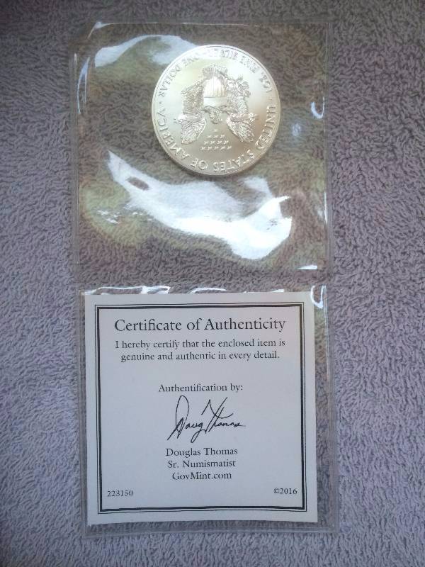 2016 American Eagle Silver Dollar