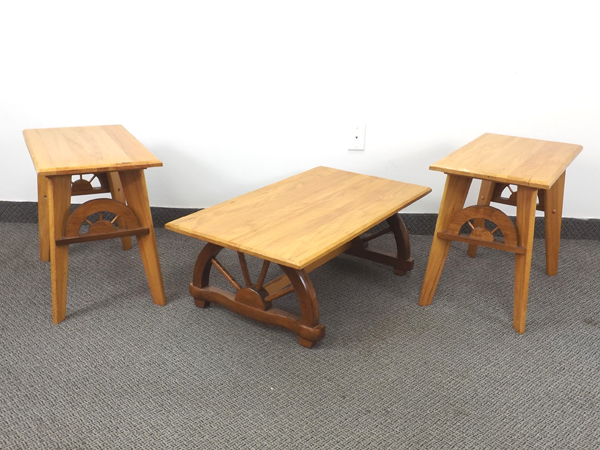 Wagon Wheel Coffee & Side Table Set