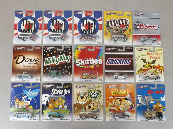 15 MINT on Card Hot Wheels The Who, Candy, and Cartoon Specialty Cars