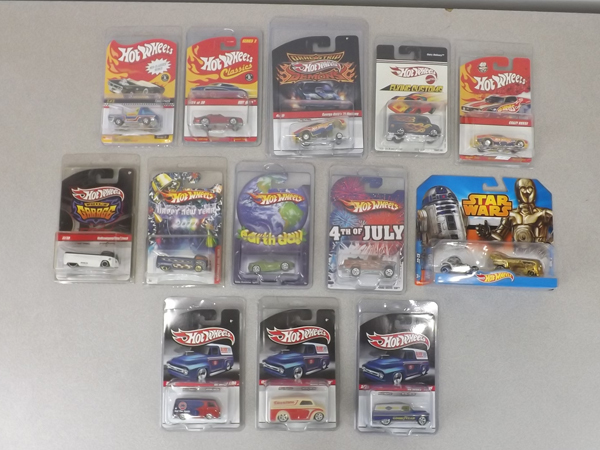 13 MINT on Card Hot Wheels Specialty Cars in Protectors