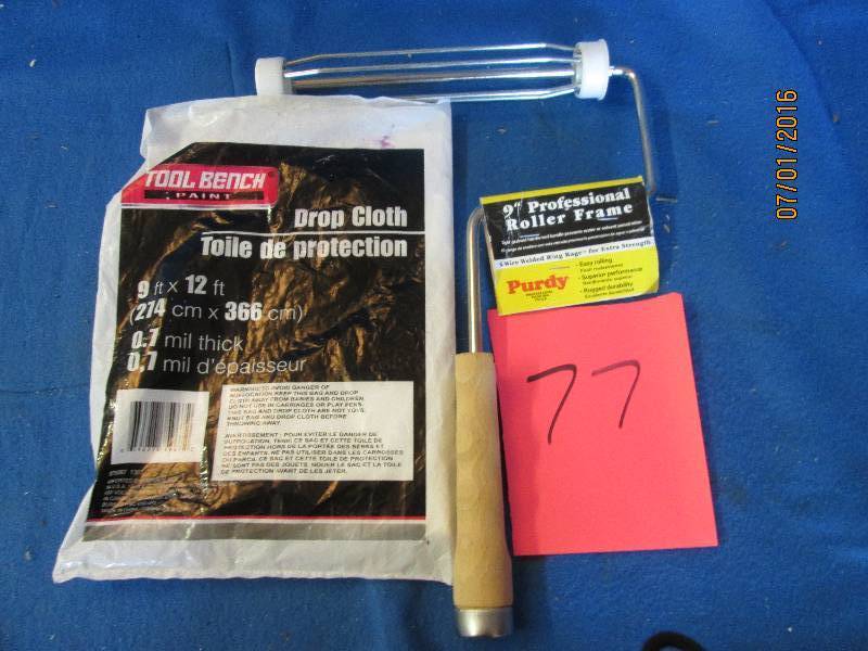 Drop cloth and paint roller ...