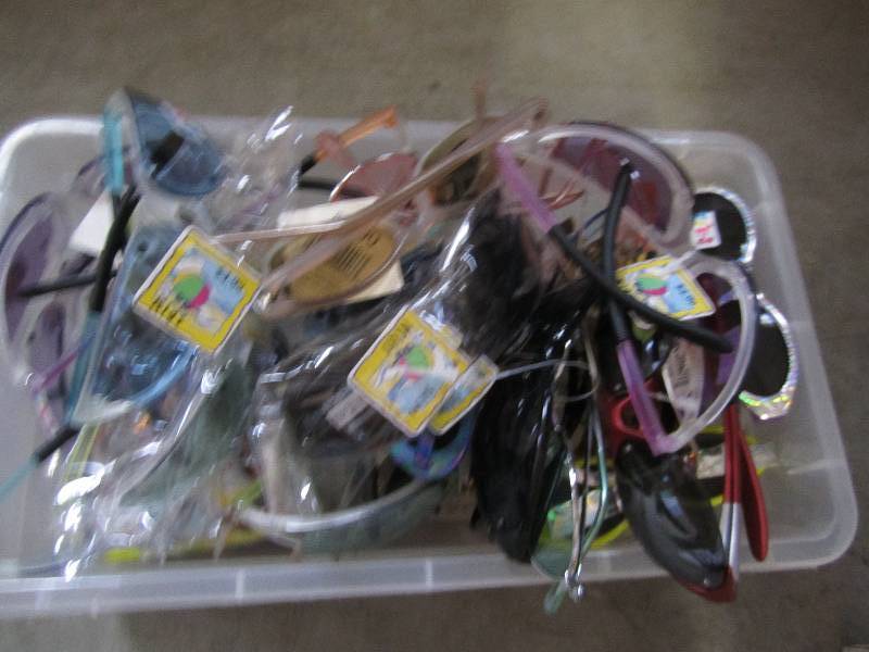 small bin of sunglasses...