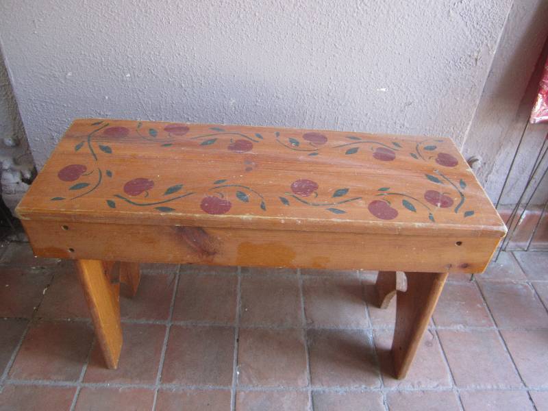 Apple painted bench 30 x 12  18 t...