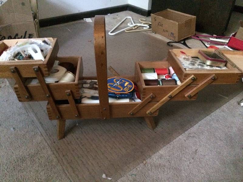lot 72 image: Antique Sewing Box with Supplies