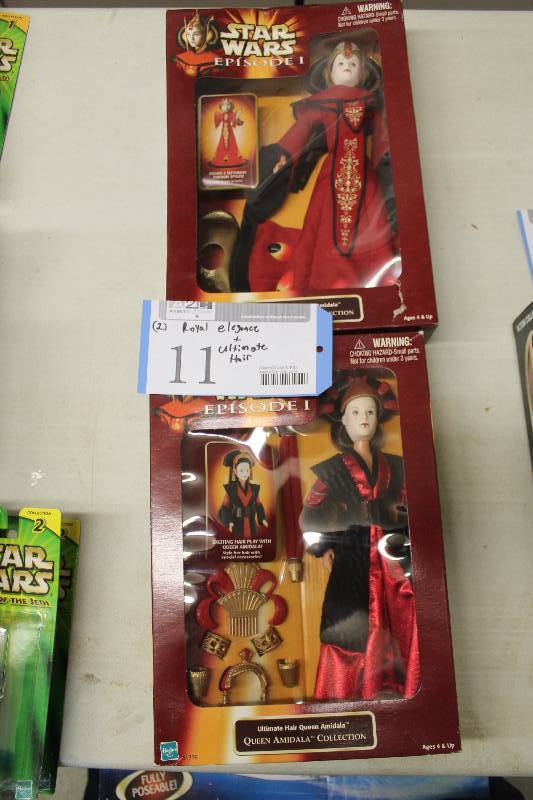 lot 11 image: Lot of (2) Hasbro Star Wars Episode 1 Queen Amidala Collection Action Figures Including 1) Queen Amidala Royal Elegance AND 1) Queen Amidala Ultimate Hair