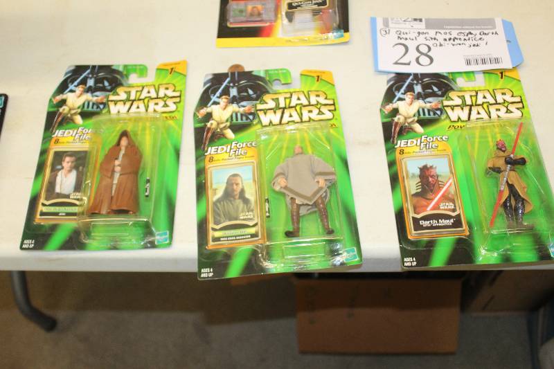lot 28 image: Lot of (3) Hasbro Star Wars Power Of The Jedi Action Figures Including 1) Obi-Wan Kenobi Jedi AND 1) Qui-Gon Jinn Mos Espa Disguise AND 1) Darth Maul Sith Apprentice