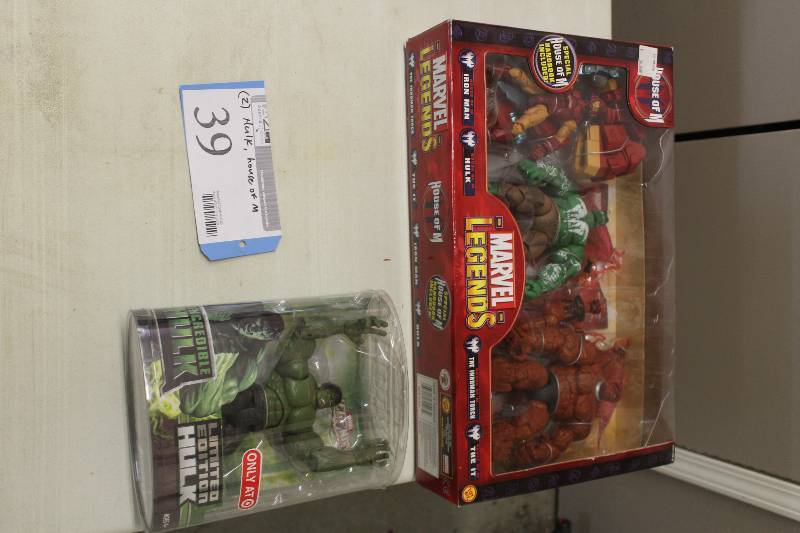 lot 39 image: Lot of (2) Action Figures Including 1) Incredible Hulk Limited Edition AND 1) House Of M Marvel Legends