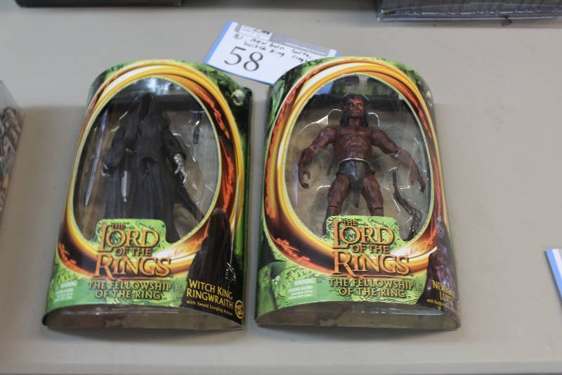lot 58 image: Lot of (2) Toy Biz The Lord Of The Rings The Fellowship Of The Ring Action Figures Including 1) Witch-King Ringwraith w Sword AND 1) Newborn Lurtz