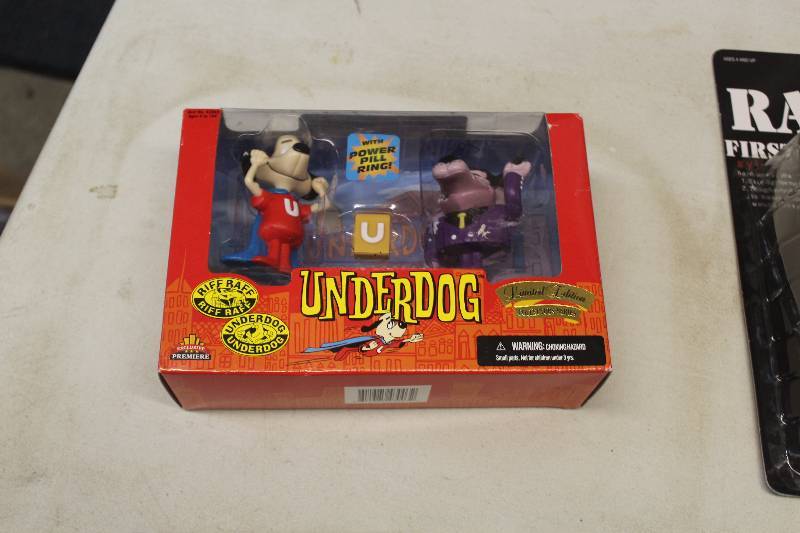 lot 66 image: Underdog & Riff Raff Limited Edition Action Figures w Power Pull Ring