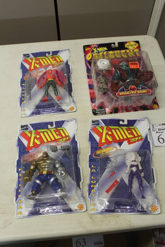 lot 64 image: Lot of (4) Marvel Collector X-Men Action Figures Including 1) Onslaught Apocalypse Rising AND 1) Bloodhawk AND 1) Metalhead AND 1) La Lunatica