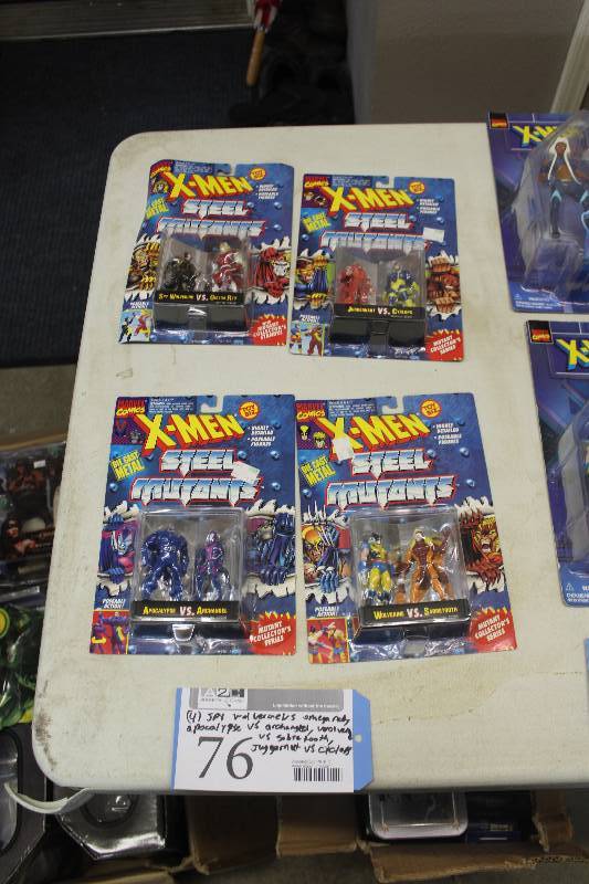 lot 76 image: Lot of (4) Marvel Comics X-Men Steel Mutants Action Figures Including 1) Wolverine vs. Sabertooth AND 1) Apocalypse vs. Archangel AND 1) Spy Wolverine vs. Omega Red AND 1) Juggernaut vs. Cyclops