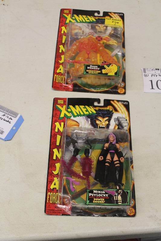 lot 103 image: Lot of (2) Marvel Comics X-Men Ninja Force Action Figures Including 1) Ninja Psylocke w Extending Power Sword AND 1) Juggernaut w Light-Up Jewel Weapon