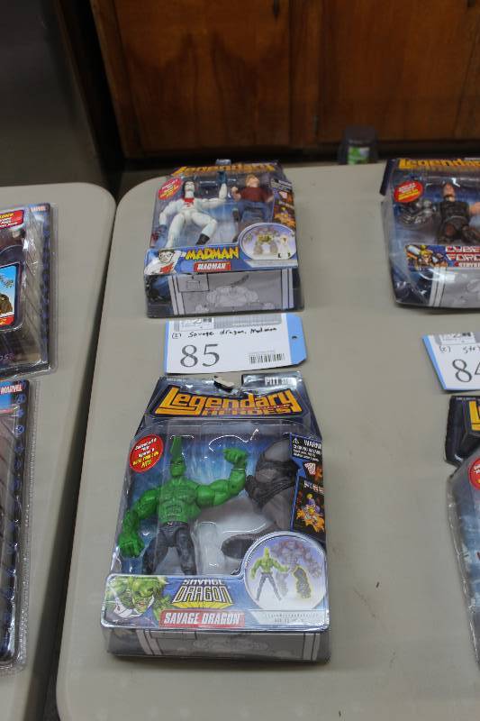 lot 85 image: Lot of (2) Legendary Comic Book Heroes Pitt Series Action Figures Including 1) Savage Dragon AND 1) Madman
