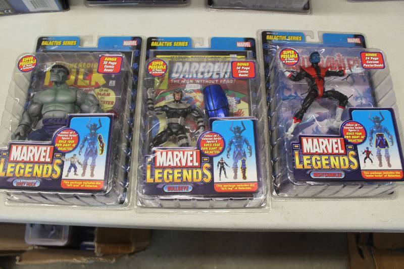 lot 160 image: Lot of (3) Marvel Legends Galactus Series Action Figures Including 1) Grey Hulk AND 1) Bullseye AND 1) Nightcrawler