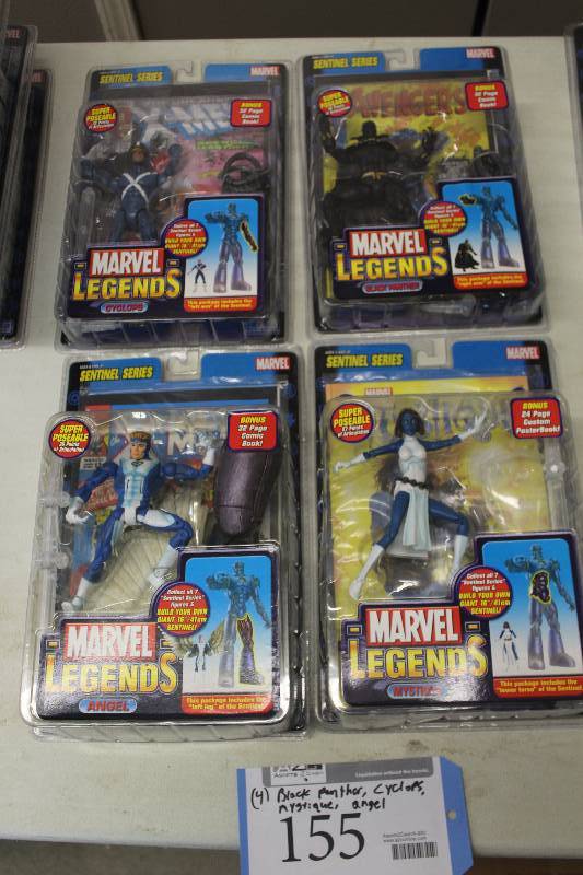 lot 155 image: Lot of (4) Marvel Legends Sentinel Series Action Figures Including 1) Cyclops AND 1) Angel AND 1) Mystique AND 1) Black Panther