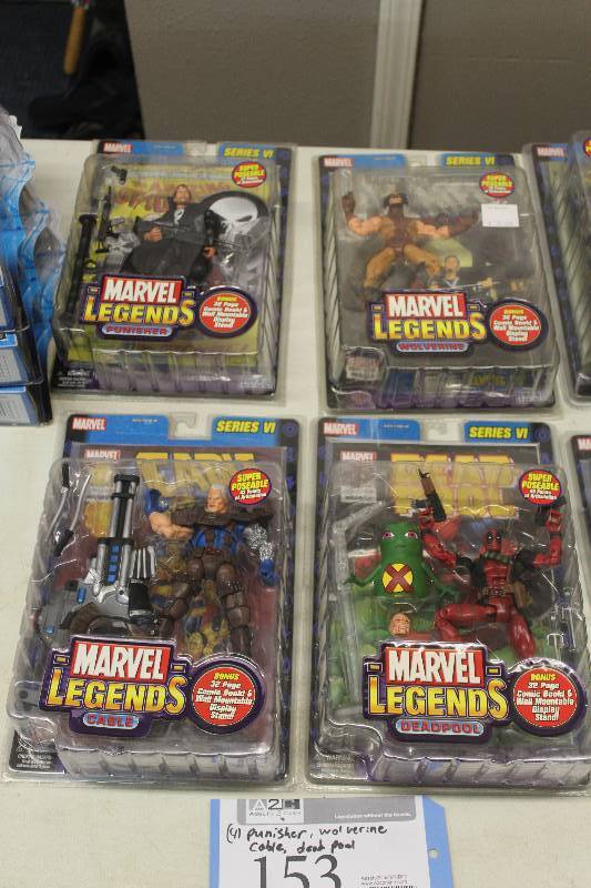 lot 153 image: Lot of (4) Marvel Legends Series VI Action Figures Including 1) Punisher AND 1) Wolverine AND 1) Cable AND 1) Deadpool