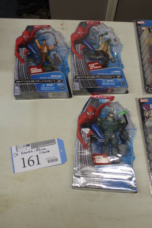 lot 161 image: Lot of (3) Hasbro Spiderman Action Figures Including 1) Rhino AND 1) Lizard AND 1) Kraven