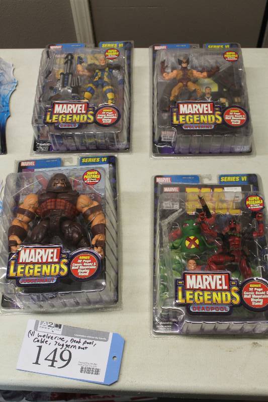 lot 149 image: Lot of (4) Marvel Legends Series VI Action Figures Including 1) Juggernaut AND 1) Deadpool AND 1) Cable AND 1) Wolverine