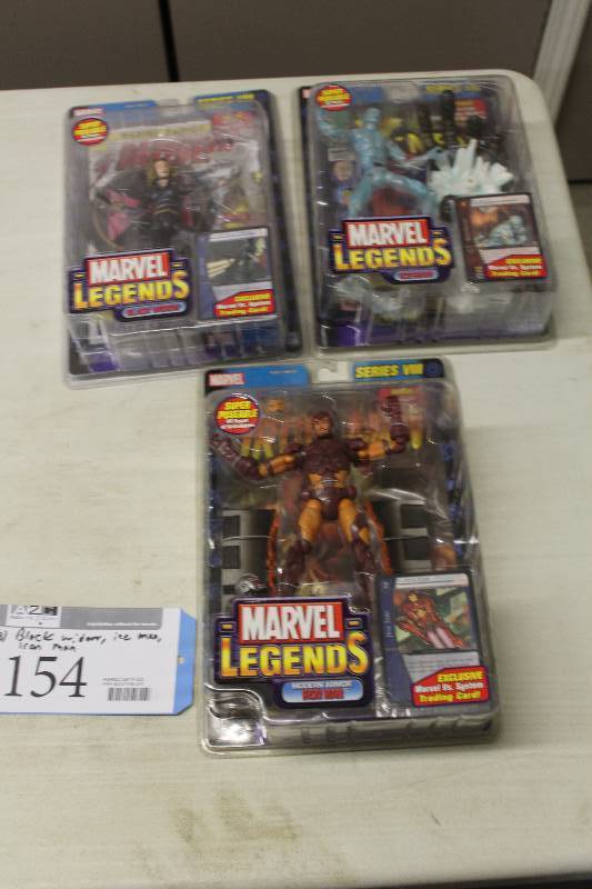 lot 154 image: Lot of (3) Marvel Legends Series VIII Action Figures Including 1) Black Widow AND 1) Iceman AND 1) Iron Man