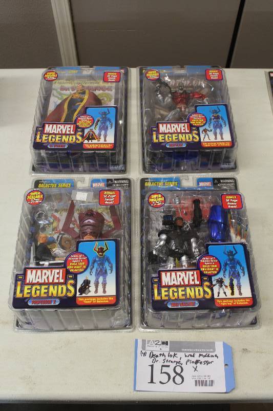 lot 158 image: Lot of (4) Marvel Legends Galactus Series Action Figures Including 1) Dr. Strange AND 1) Deathlox AND 1) War Machine AND 1) Professor X