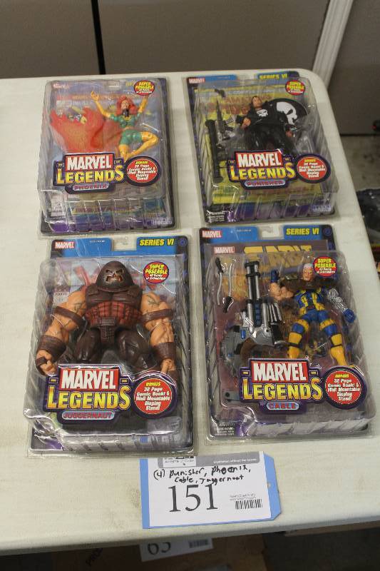 lot 151 image: Lot of (4) Marvel Legends Series VI Action Figures Including 1) Punisher AND 1) Phoenix AND 1) Cable AND 1) Juggernaut