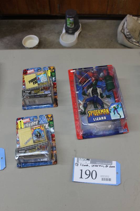 lot 190 image: Lot of (3) Marvel Action Figures Including 1) Lizard AND 1) Spiderman AND 1) Dr. Doom