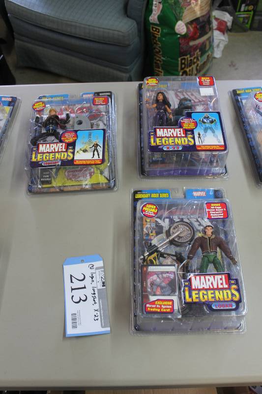 lot 213 image: Lot of (3) Marvel Legends Action Figures Including 1) Mojo Series Longshot AND 1) Mojo Series X-23 AND 1) Legendary Rider Series Logan