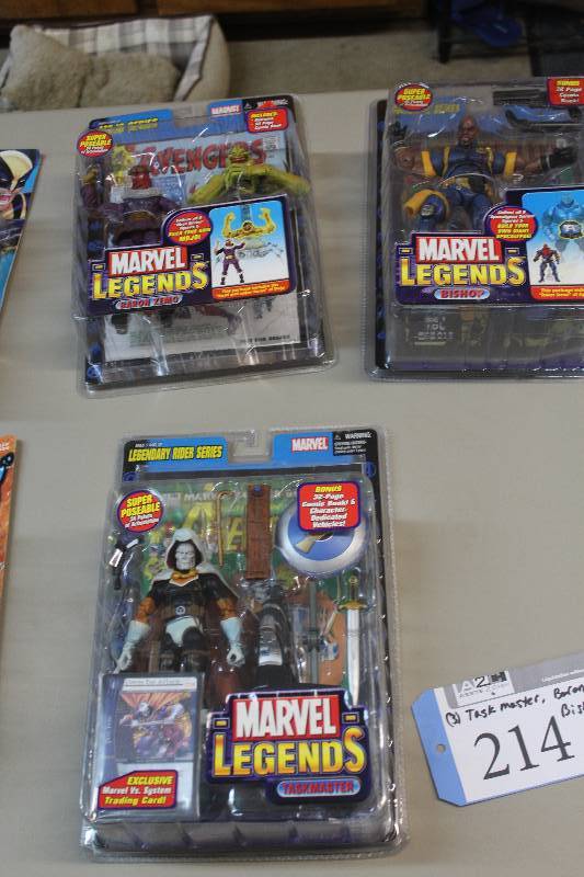 lot 214 image: Lot of (3) Marvel Legends Action Figures Including 1) Mojo Series Baron Zemo AND 1) Apocalypse Series Bishop AND 1) Legendary Rider Series Taskmaster
